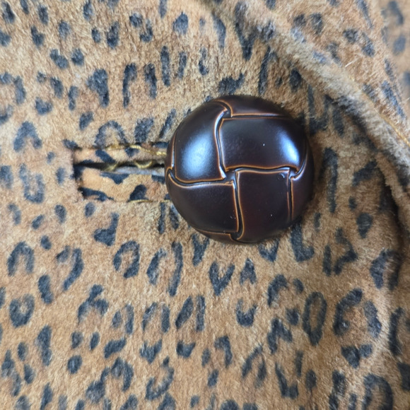 1990s Vintage The Limited Animal Print Maximal Suede Leather Jacket Size Small - Picture 2 of 8
